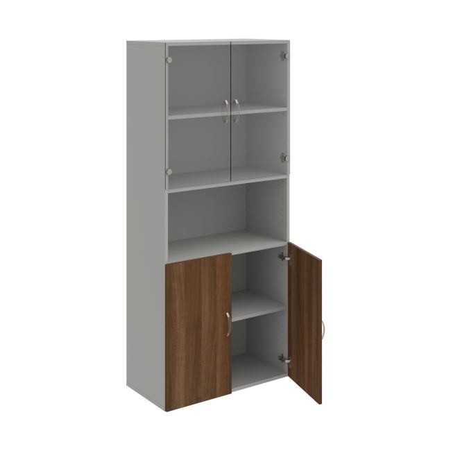 Drive shelf cabinet, 80x185x42 cm, walnut/grey