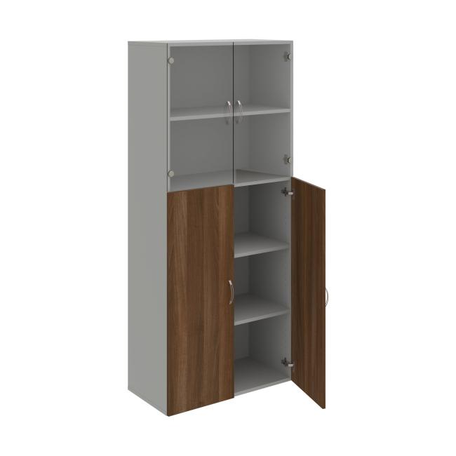 Drive shelf cabinet, 80x185x42 cm, walnut/grey
