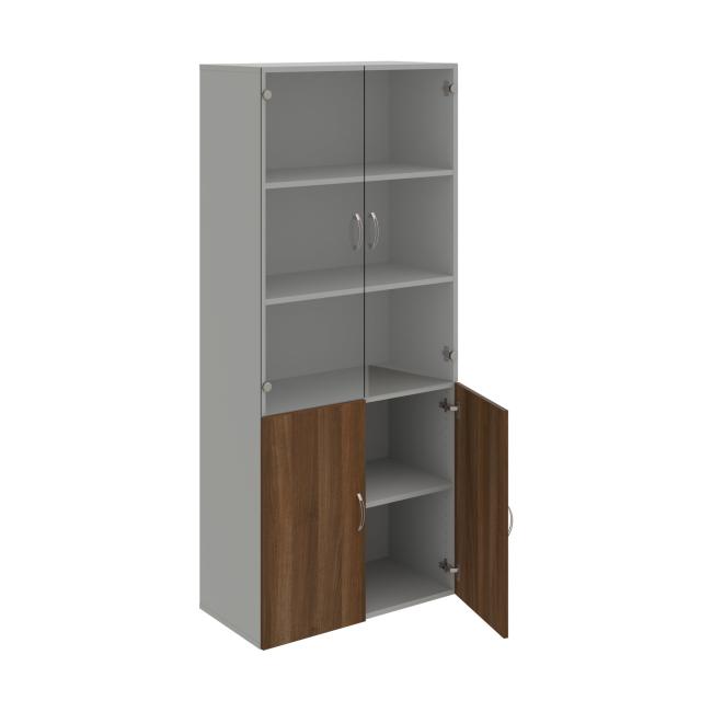 Drive shelf cabinet, 80x185x42 cm, walnut/grey