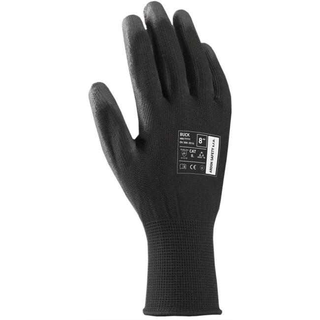 [AR906108] Gloves polyester, semi-soaked BUCK black large. 8/M