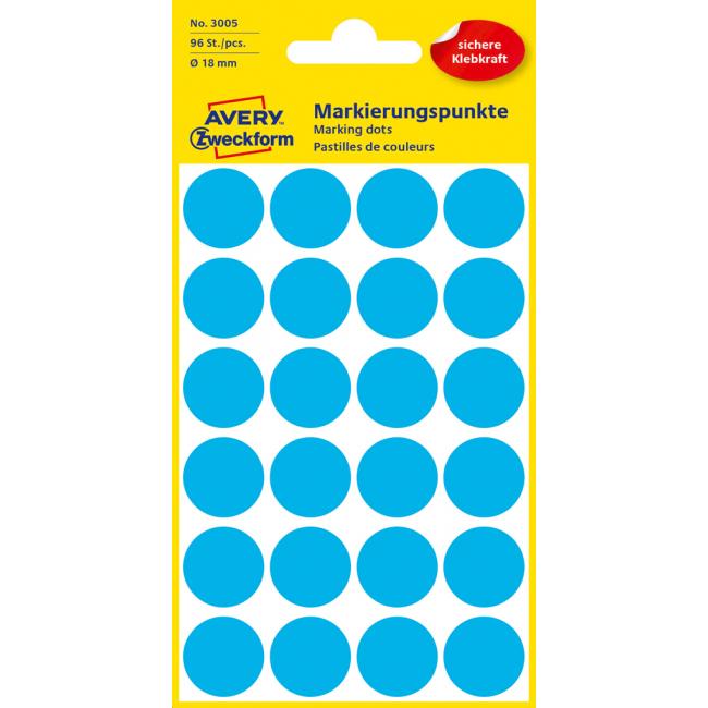 Round labels 18mm Avery blue