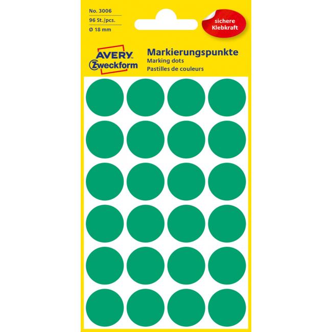[AV003006] Round labels 18mm Avery green