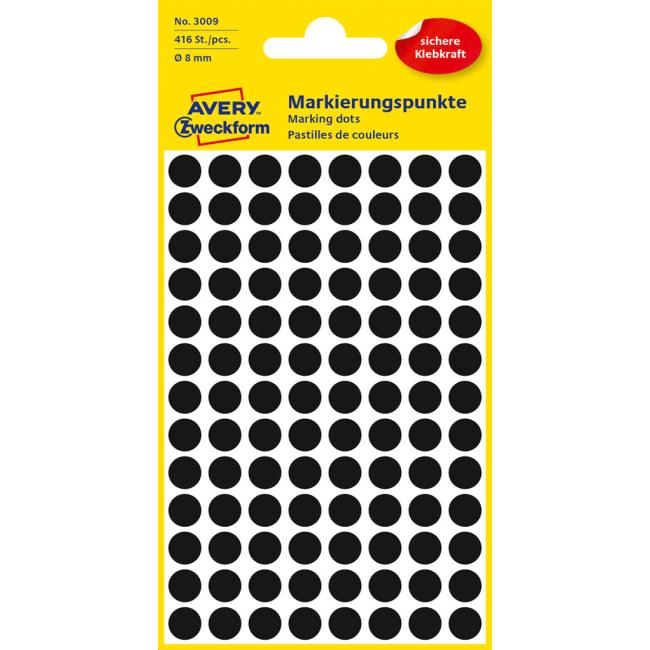 [AV003009] Round labels 8mm Avery black