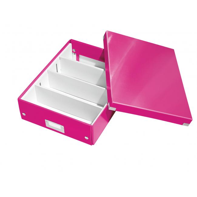 [ES605823] Click & Store medium organizational box metallic pink