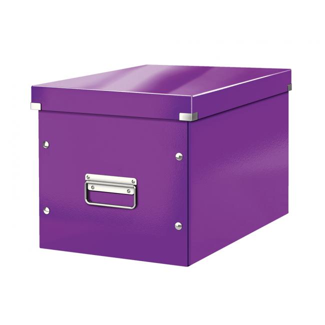Square box Click & Store A4 metallic purple