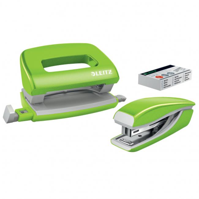 Set stapler and hole puncher Leitz WOW mini green