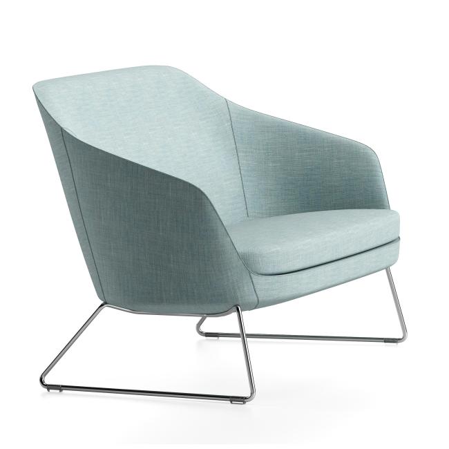 Single chair Rona, w. 75 cm, blue Bombay 57, construction S7 chrome