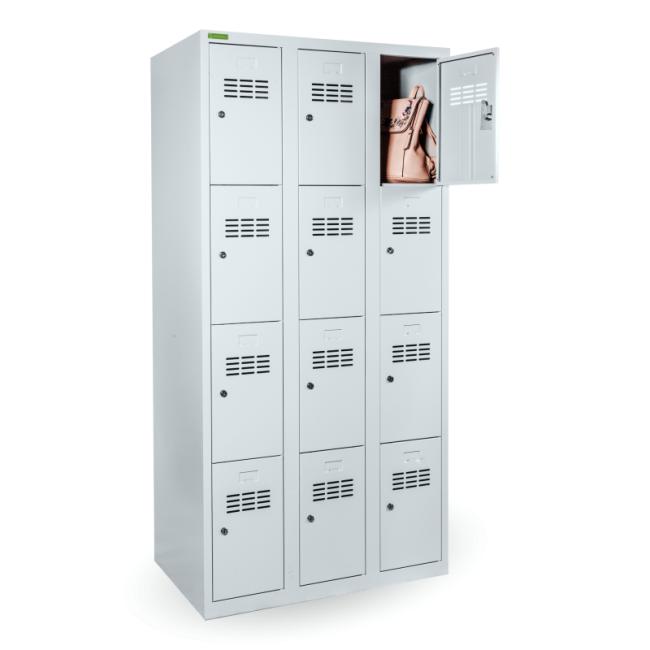 [AA000137] 12-chamber cabinet for storing valuables, lockable, H.180 x W.90 x D.50 cm, gray