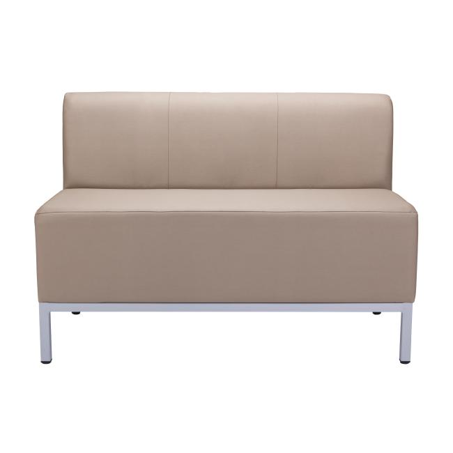 [AB010171] Dvojkreslo Steve, celočalúnené, š. 118 cm, zdravot. ekokoža béžová KN0020, sivá konštrukcia