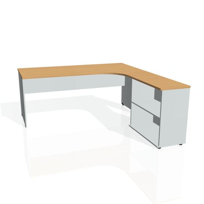 Gate desk, ergo, left, 180x75.5x200 cm, beech/grey