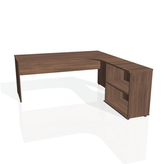 Gate desk, ergo, left, 180x75.5x200 cm, walnut/walnut
