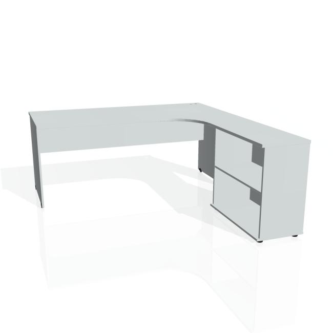 Gate desk, ergo, left, 180x75.5x200 cm, gray/grey