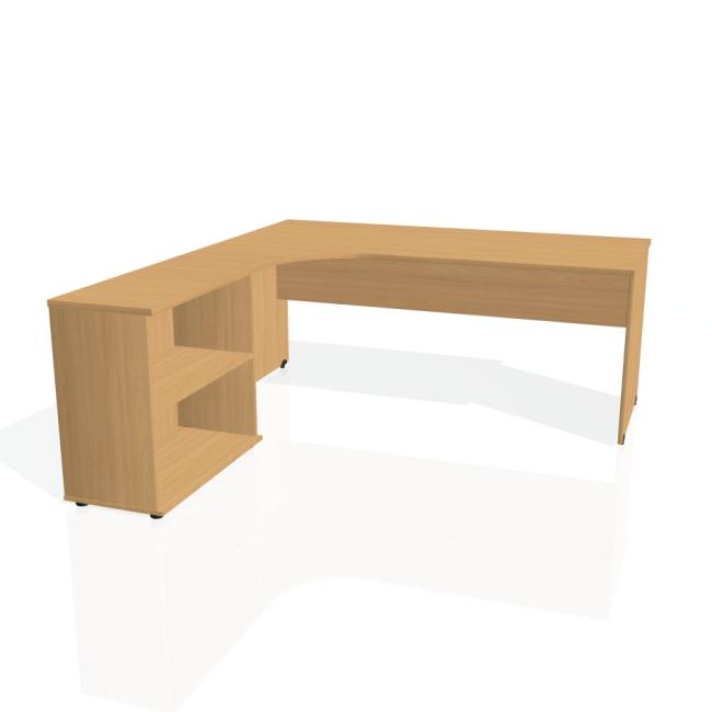 Gate work desk, ergo, right, 180x75.5x200 cm, beech/beech