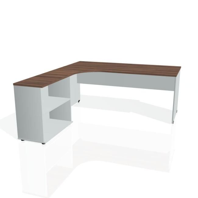 Gate desk, ergo, right, 180x75.5x200 cm, walnut/grey
