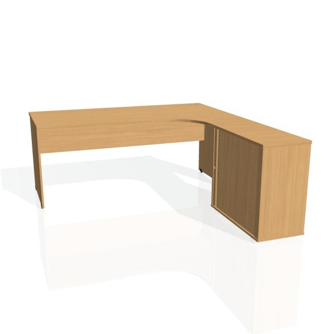 Gate desk, ergo, left, 180x75.5x200 cm, beech/beech
