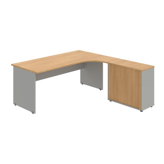 Gate desk, ergo, left, 180x75.5x200 cm, oak/grey