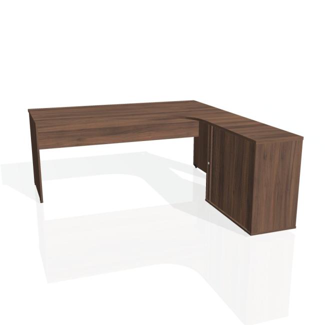 Gate desk, ergo, left, 180x75.5x200 cm, walnut/walnut