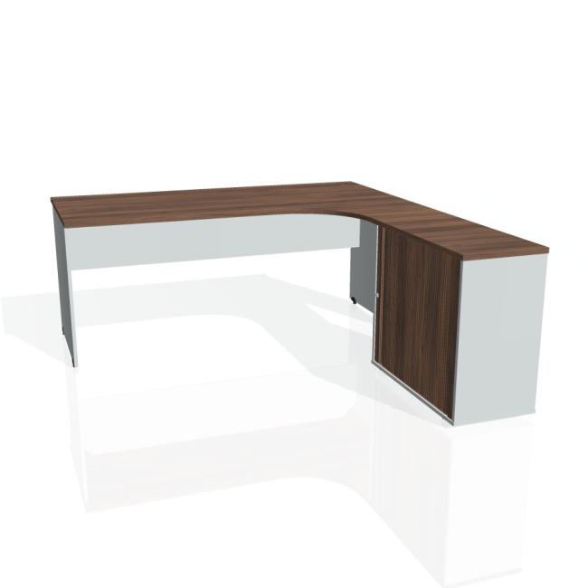 Gate desk, ergo, left, 180x75.5x200 cm, walnut/grey