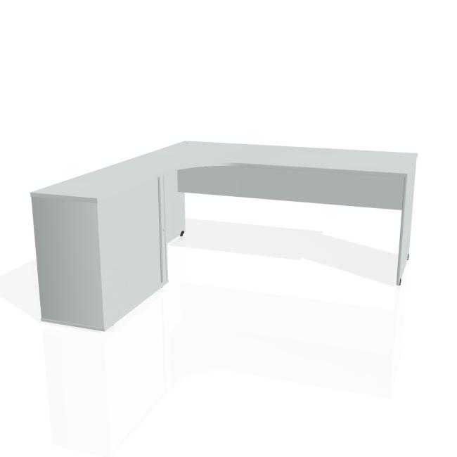 Gate desk, ergo, right, 180x75.5x200 cm, gray/grey