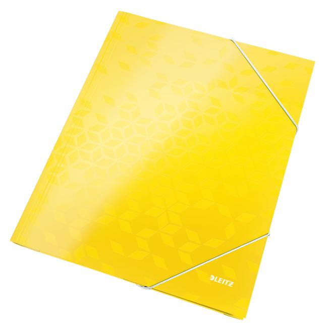 Glossy cardboard packaging with rubber band Leitz WOW yellow
