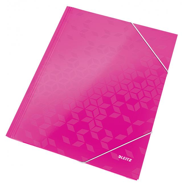 Glossy cardboard packaging with rubber band Leitz WOW pink