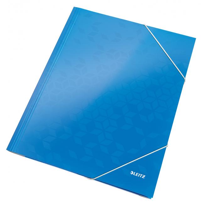 Glossy cardboard packaging with rubber Leitz WOW blue
