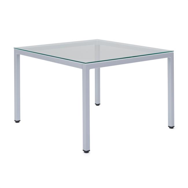 Henry coffee table, 75x75x50 cm, clear glass, gray legs