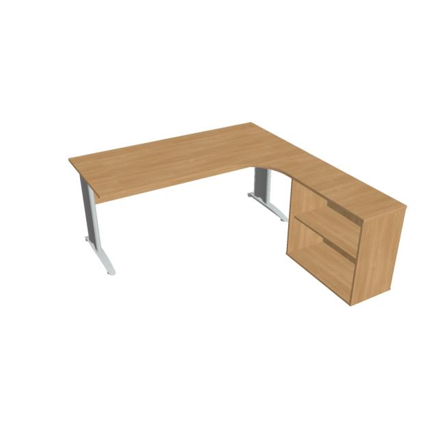 Cross work desk, ergo, left, 180x75.5x200 cm, oak/metal