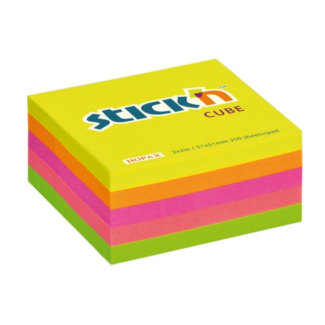 [AV021203] Stick'n Hopax mini self-adhesive pad, 51x51 mm, neon mix