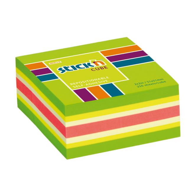 [AV021534] Stick'n Hopax mini self-adhesive pad, 51x51 mm, green mix