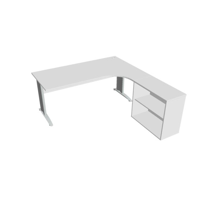 [ON182499] Cross desk, ergo, left, 180x75.5x200 cm, white/metal