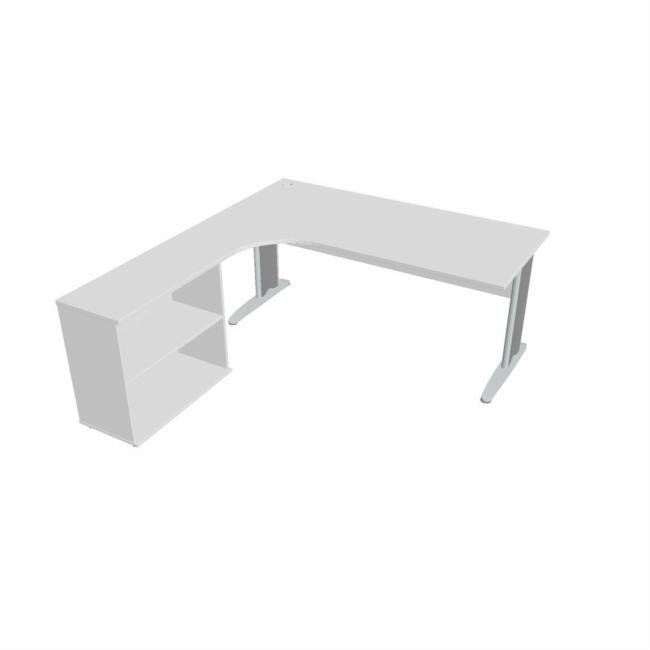 Cross desk, ergo, right, 180x75.5x200 cm, white/metal