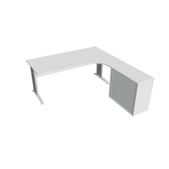 Cross desk, ergo, left, 180x75.5x200 cm, white/metal