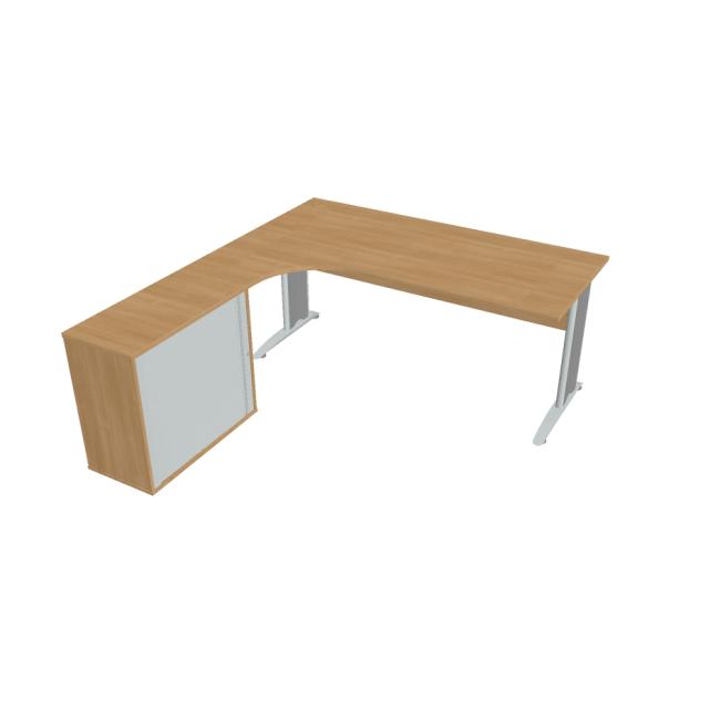 [ON182744] Cross desk, ergo, right, 180x75.5x200 cm, oak/metal