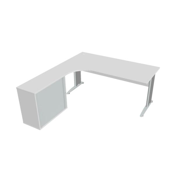 [ON182799] Cross desk, ergo, right, 180x75.5x200 cm, white/metal