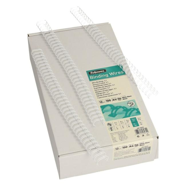Fellowes wire combs 12mm white 3:1