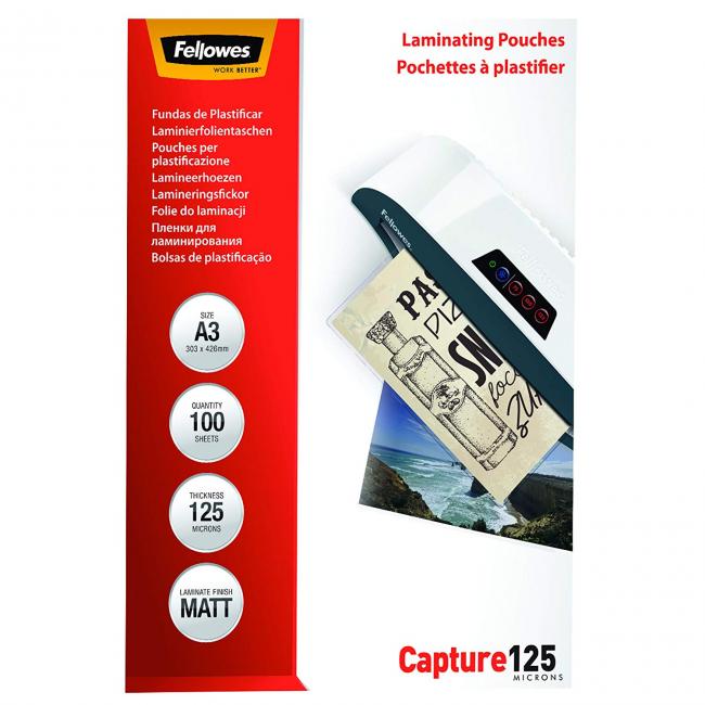 Laminating films Fellowes 303x426 A3 125mic matte