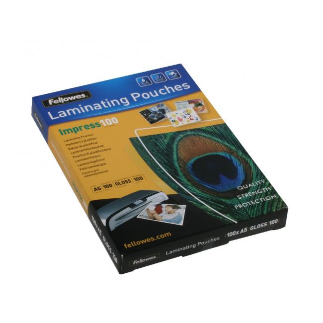 Laminating films Fellowes 154x216 /A5/ 100mic, glossy