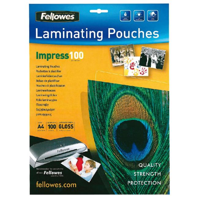 Laminating films Fellowes 216x303 A4 100mic