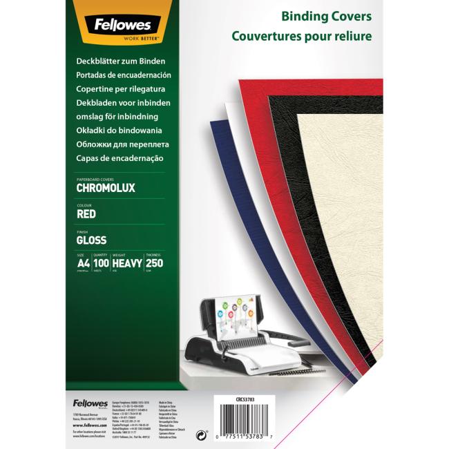 Kartónové obálky na krúžkovú väzbu Chromolux A4 červená