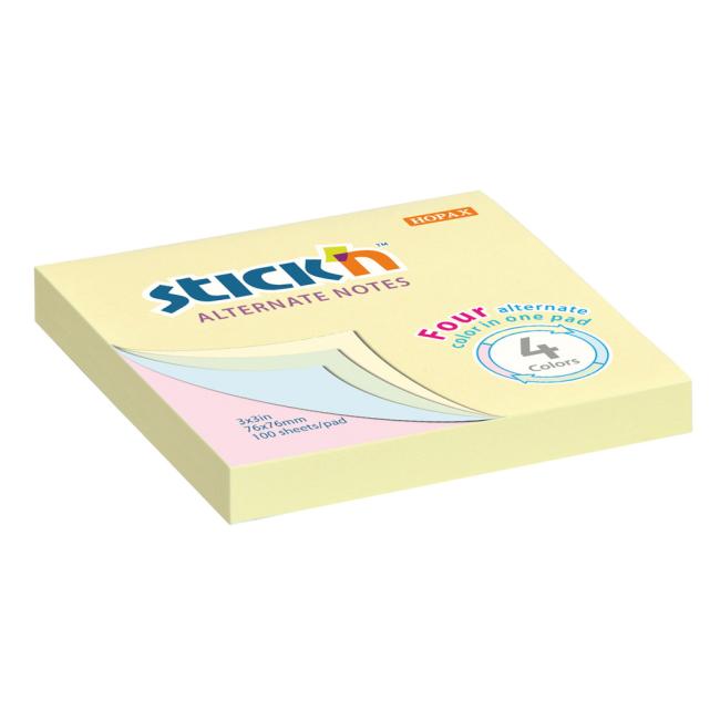 [AV021821] Samolepiaci poznámkový blok Stick'n Hopax Alternate, mix pastel, 76 x 76 mm