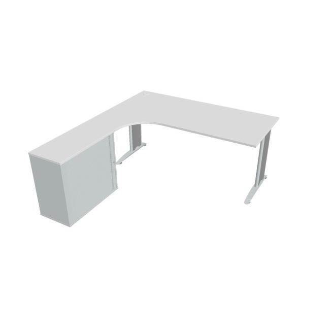 Work desk Flex, ergo, right, 180x75.5x200.0 (40x80) cm, white/metal