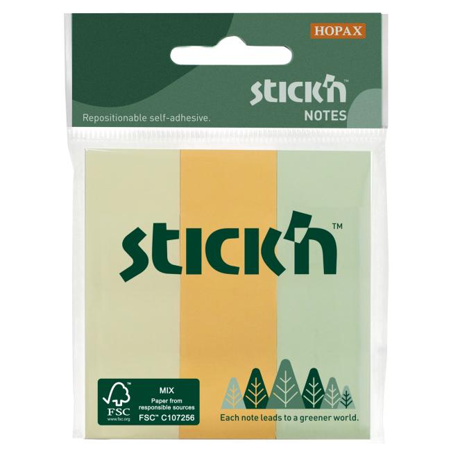 [AV021886] Stick'n Hopax self-adhesive pad, 76x25 mm, mix of pastel colors, 3x50 sheets