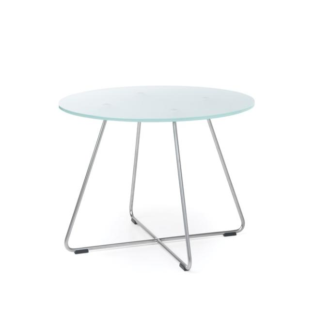 Konferenčný stolík SV 40, s. 60 cm, v. 45 cm, tvrdené mliečne sklo, chrómová kovová základňa