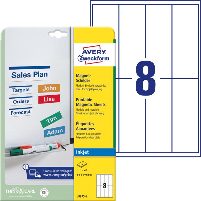 Avery magnetic labeling labels 50mm x 140m
