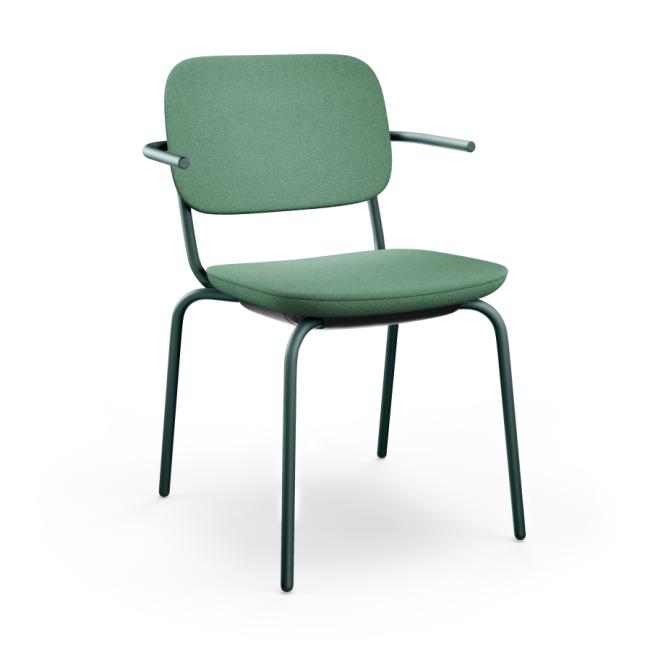 Conference chair Normo, armrests SP, frame RAL6004, fabric Alba 7026 green