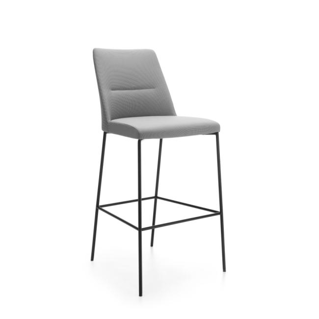 [FL000302] Chic bar stool, seat height 79 cm, black frame, Next NX-12 gray fabric