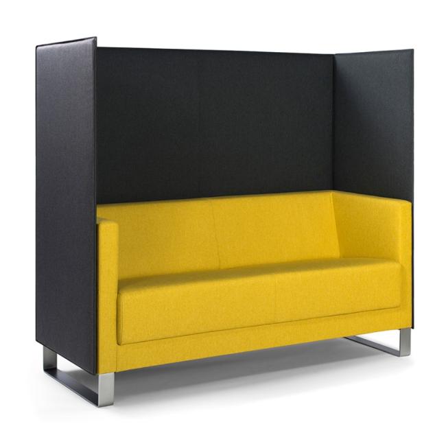 Vancouver Lite double chair, sled legs chrome, fabric Next NX-1 yellow, screen fabric NX-16 black