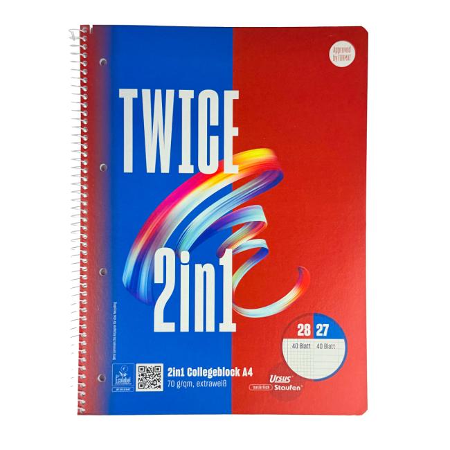 Blok College Format Werk Ursus A4 40 lined sheets, 40 square sheets 70g