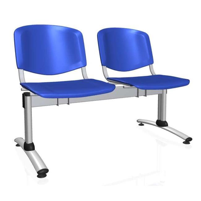 Imperia 2-seater bench, gray construction, blue plastic